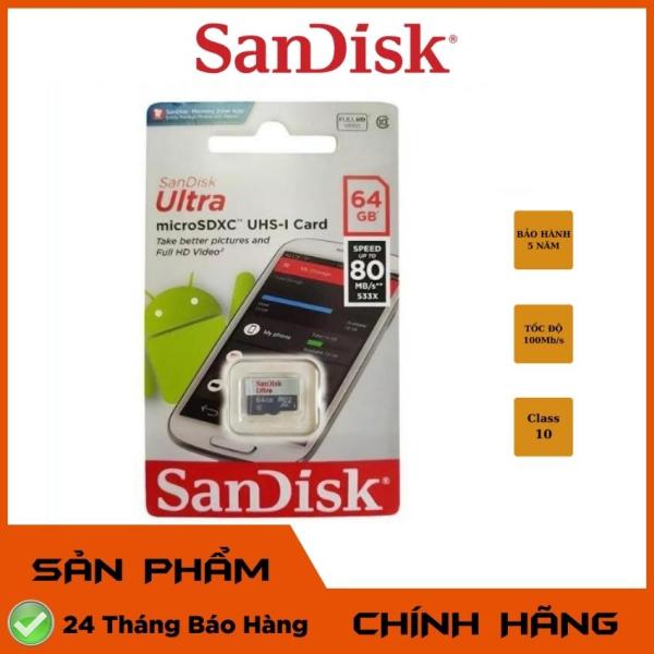 [ BÁN CHẠY ] Thẻ nhớ Micro SD Sandisk 32Gb - 64Gb Class 10 - Hàng chính hãng tốc độ đọc 100Mb/s - Bảo hành 5 năm.
