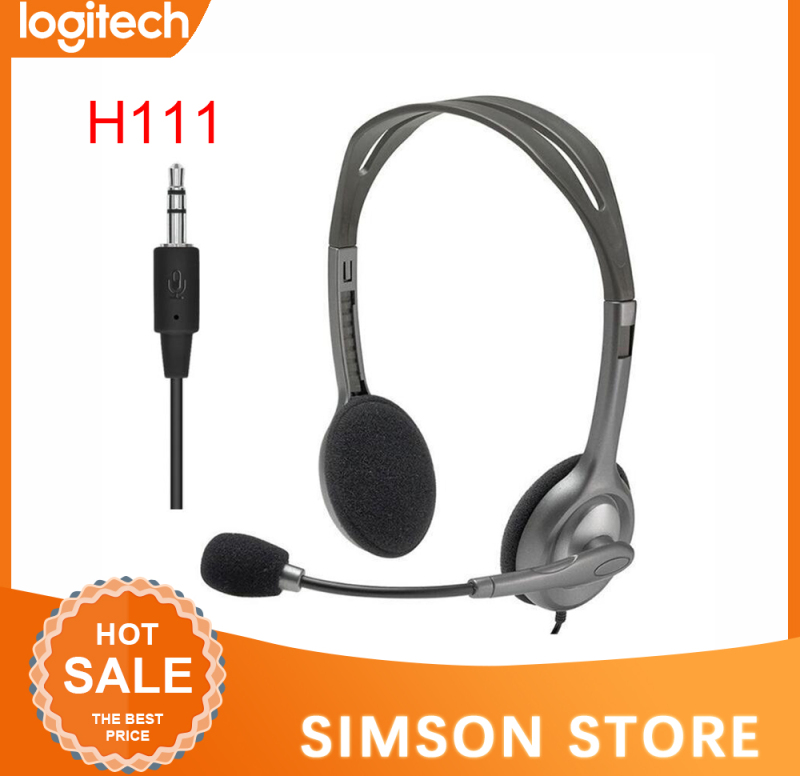 Logitech Stereo Headset H111/H110 Conference Headset Mikrofon Kebisingan Membatalkan Suara stereo penuh Untuk laptop tablet ponsel Singapore