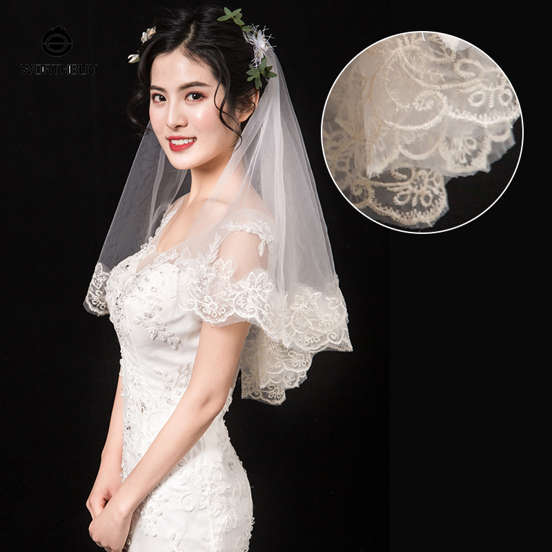ผ้าคลุมหัวเจ้าสาวลายดอกไม้ประดับลูกไม้แบบหลายชั้นสำหรับงานแต่งงาน ราคา 58 บาท*ส่งฟรี