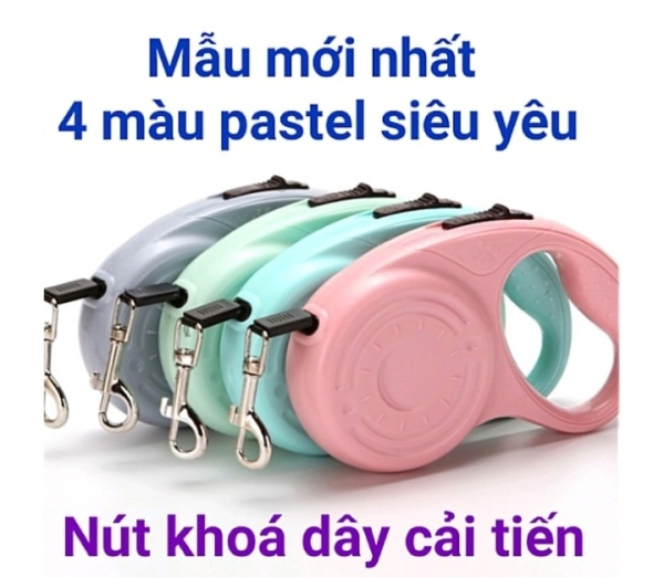 [HCM] Dây Dắt Chó Mèo Tự Động Thu Gọn - 4 màu - cải tiến nút khoá lẫy tiện dụng
