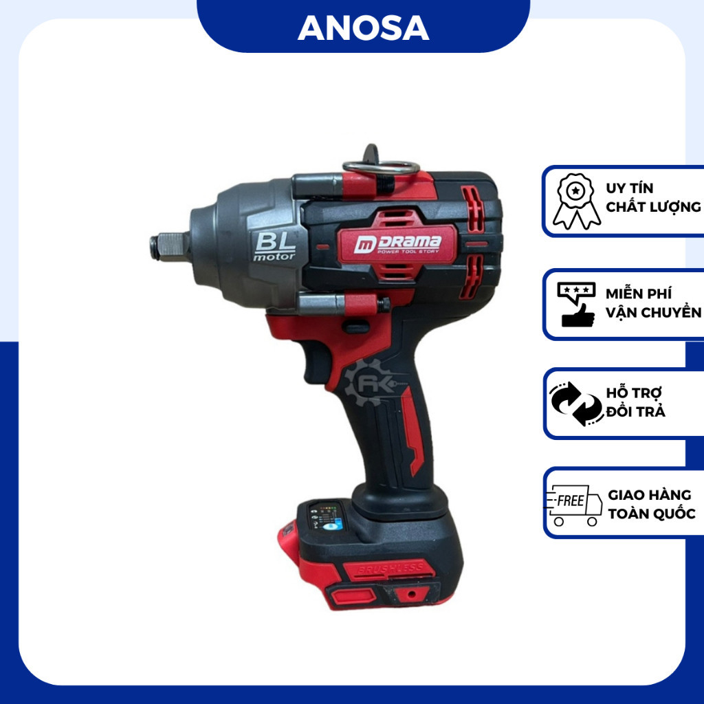 Thân máy siết bulong DRAMA D-5600, Lực siết 1880Nm, Động cơ Không chổi than Siêu mạnh mẽ bền bỉ, Chân pin phổ thông 4cm