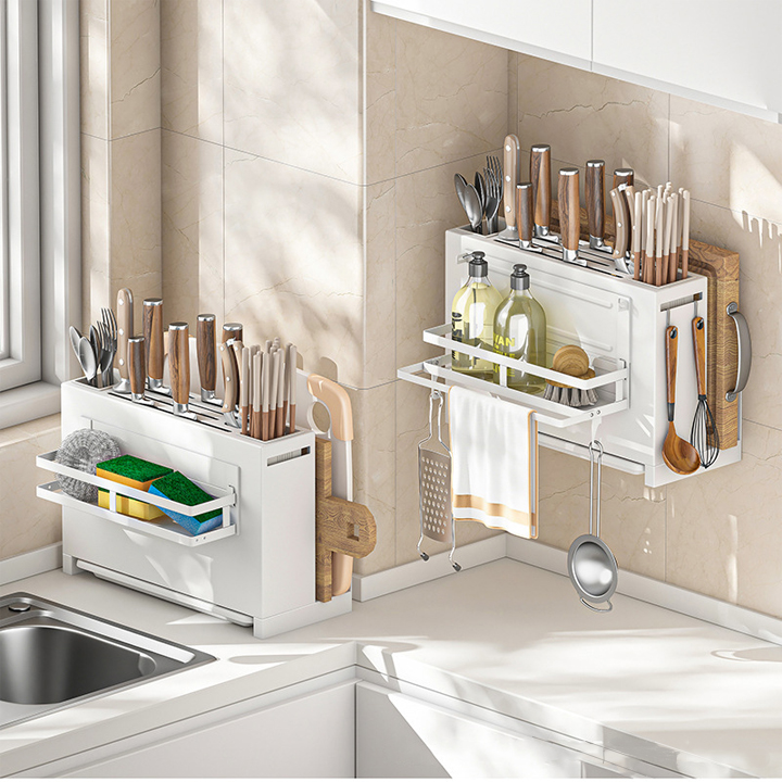 Kệ để dao thớt, đũa thìa cao cấp chất liệu thép cacbon sơn phủ tĩnh điện không gỉ, bền đẹp, giá cắm dao thớt. kệ nhà bếp đa năng BM190