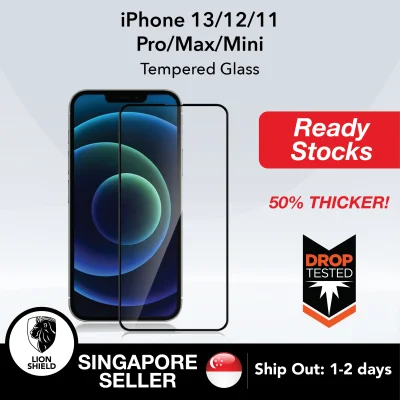[SG] LionShield Tempered Glass Screen Protector (Black Trim), Compatible with Apple iPhone 13/12/11 Pro Max Mini /XR/XS Max/XS/X - Available in Clear/Matte/Privacy/Anti-Bluelight/Matte+Privacy - [No.1 Local SG Infinity Glass]