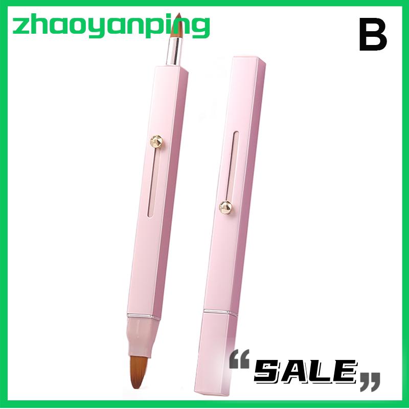 zhaoyanping Xách Tay Mềm Có Thể Thu Vào Lip Bàn Chải Đôi Đầu Trang Điểm Bàn Chải Với Bìa Son Môi Bàn Chải Che Khuyết Điểm Bàn Chải Vẻ Đẹp Bàn Chải Công Cụ - 4