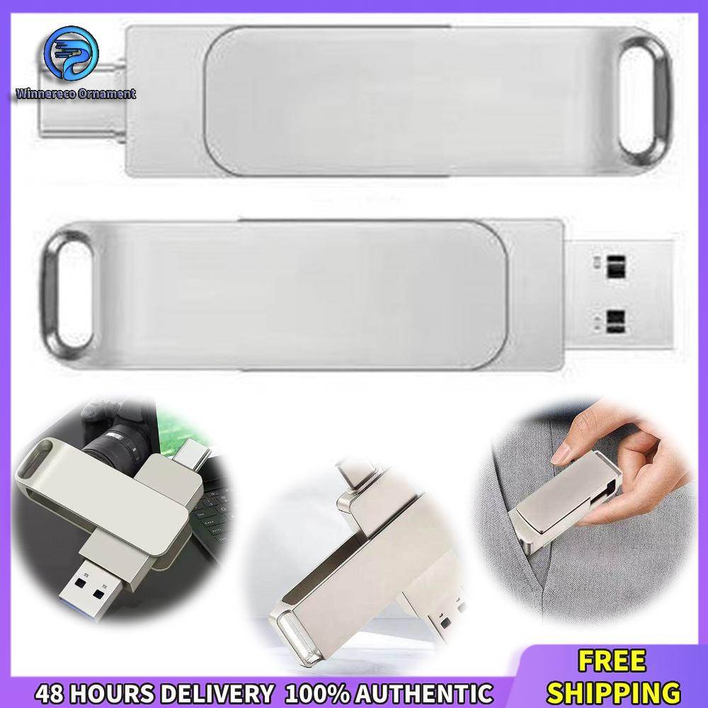 Winnereco 2TB Thumb Drive ตัวเรือนโลหะแบบหมุนได้ 2 in 1 Dual Portable Memory Stick ความจุขนาดใหญ่สำหรับโทรศัพท์ Android/พีซี/แล็ปท็อป/Macs ราคา 174 บาท*ส่งฟรี
