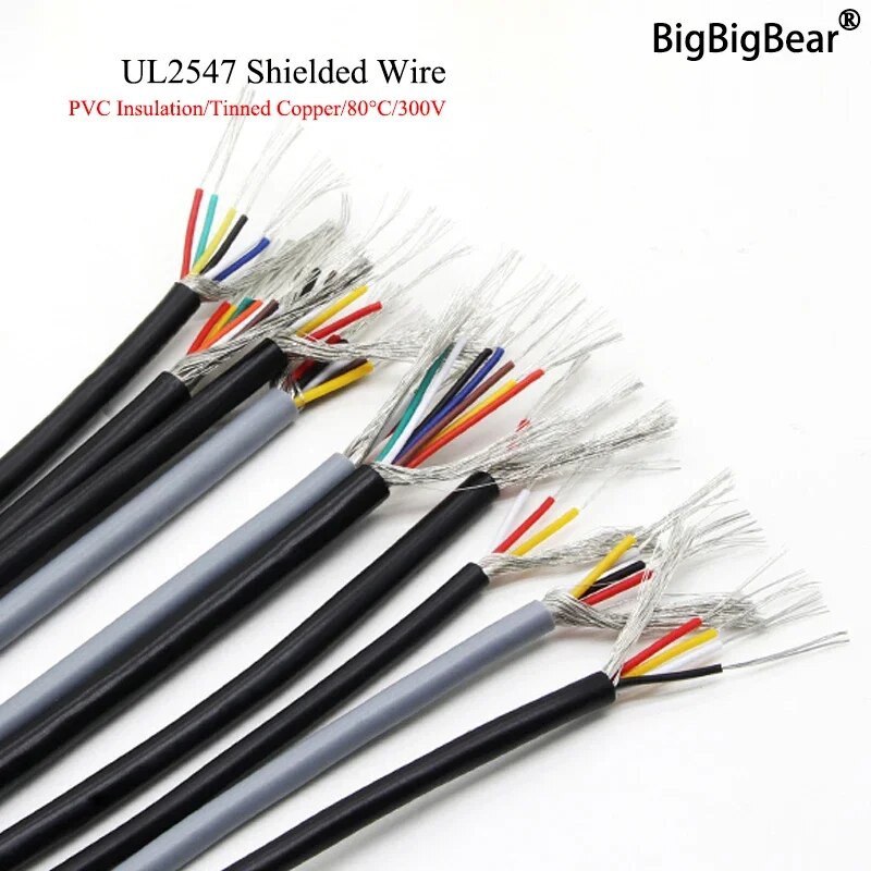 【】 5/10m Ul2547 Shielded Wire Cable 30 28 26 24 22 20 18 Awg Channel Audio 2 3 4 5 6 8 Core Headphon