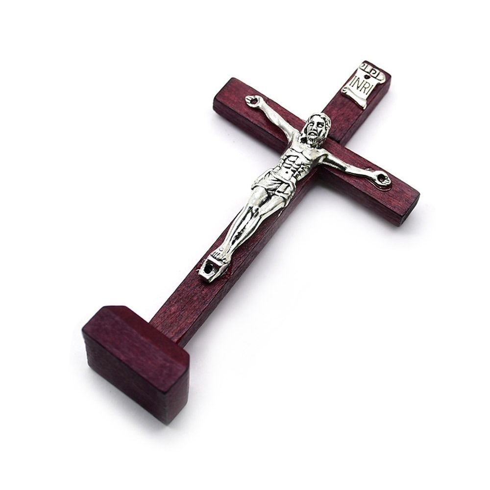 ELEGANTEN Có chân đế Cây Thánh Giá gỗ Công Giáo Charm Tôn Giáo Trang trí tôn giáo cổ điển Tượng Chúa