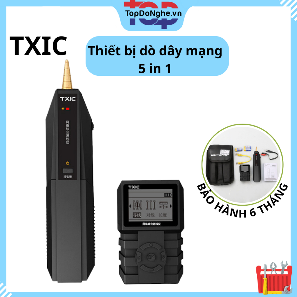 Máy dò đo dây mạng kiểm tra test cáp mạng, đo chiều dài, test POE Thương hiệu TXIC có màn LCD kiểm tra chính xác