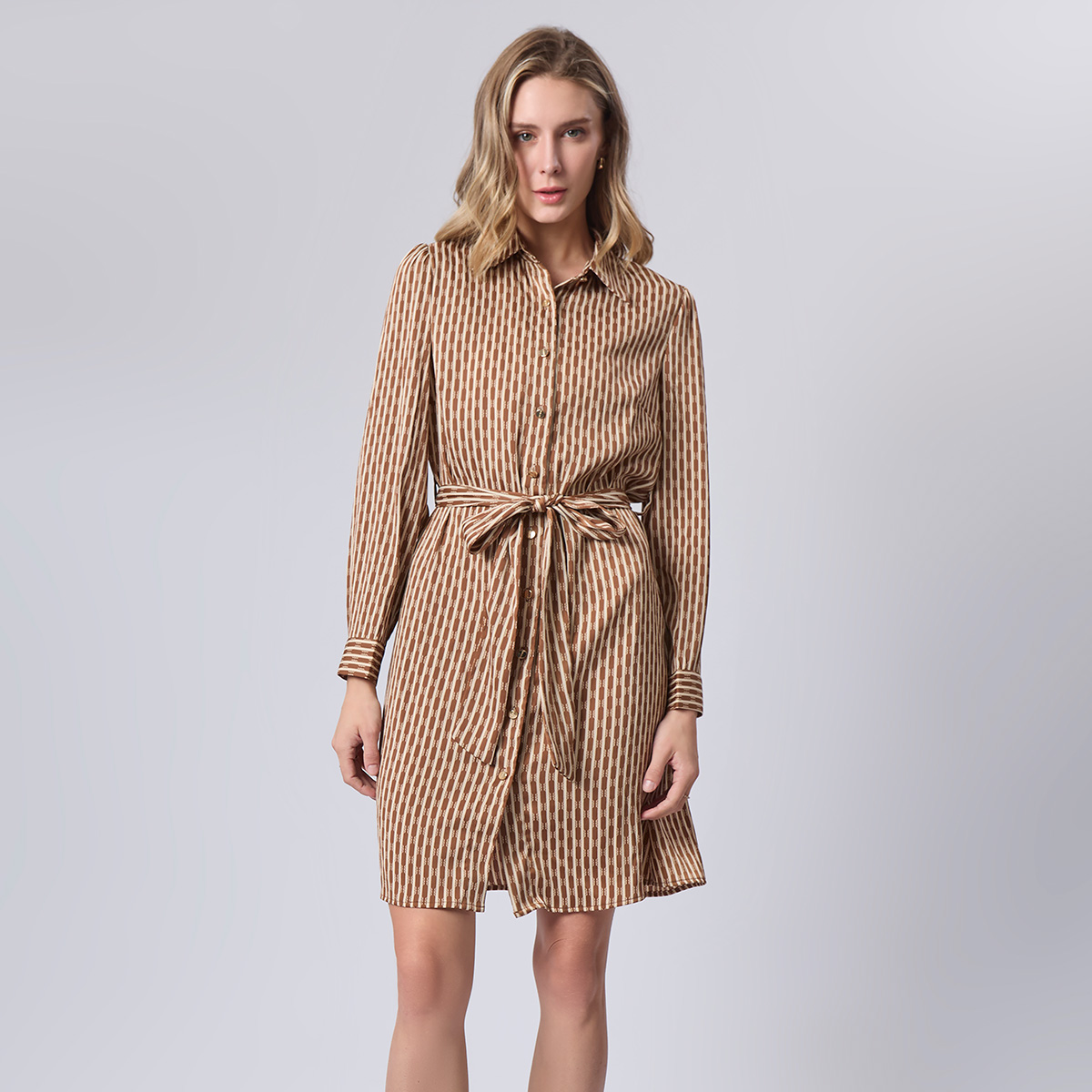 ESPADA เดรสเชิ้ต ผู้หญิง สีน้ำตาล | Shirt Dress | 05026 ราคา 1,817 บาท*ส่งฟรี