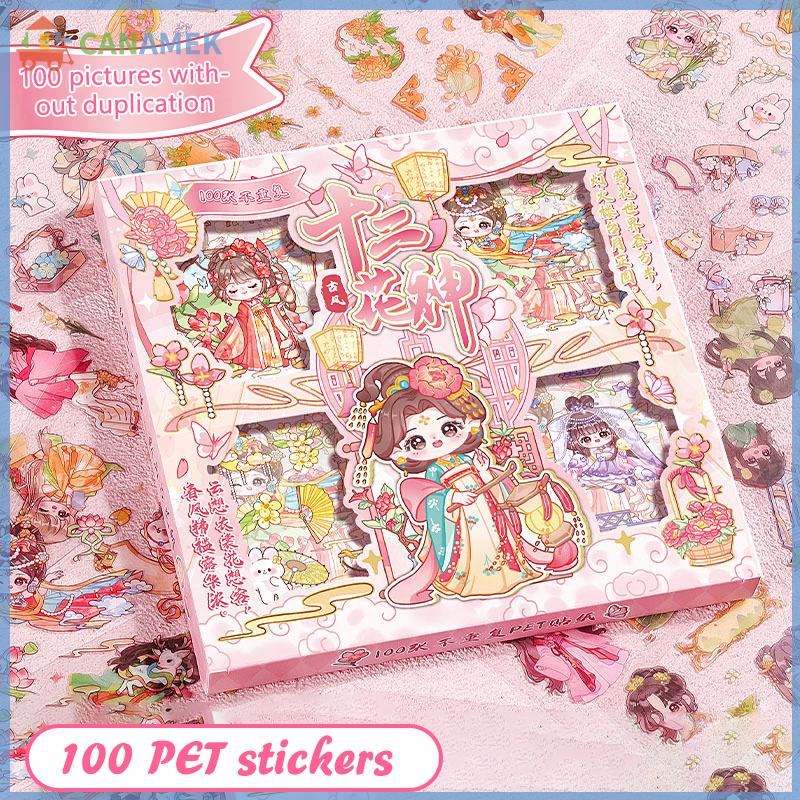 CANAMEK 100 tấm thời trang hợp thời trang capybara động vật dán không thấm nước tay tài khoản dán phim hoạt hình dễ thương Máy tính xách tay trang trí dán