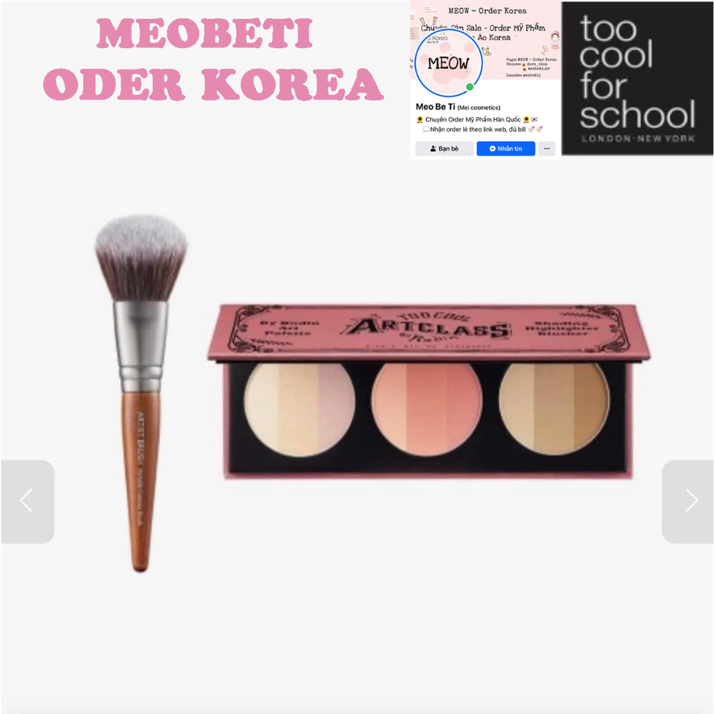 Bảng phấn má- tạo khối- highlight too cool for school + cọ bảng 2