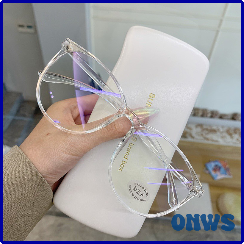 [Onws] Zuee chống ánh sáng xanh máy tính trong suốt gọng kính phụ nữ người đàn ông kính mắt tròn Chặ