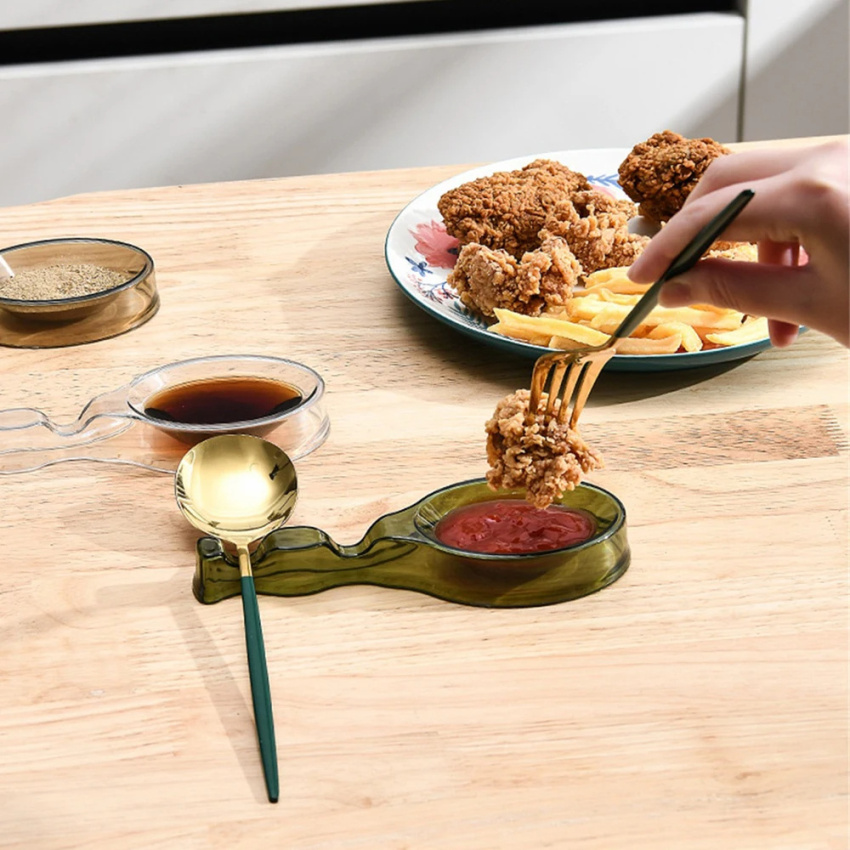 Bánh Bao món nhúng muỗng thương mại gia dụng dầu làm nước sốt món ăn bàn ăn hai trong một Đũa Muỗng khung đĩa Sứ xương