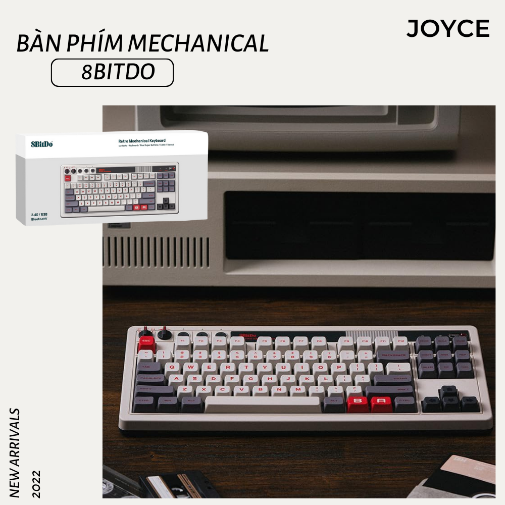 Bàn phím cơ 8bitdo retro mechanical keyboard có bluetooth/2.4g/usb-c, hot swap, aluminum plate