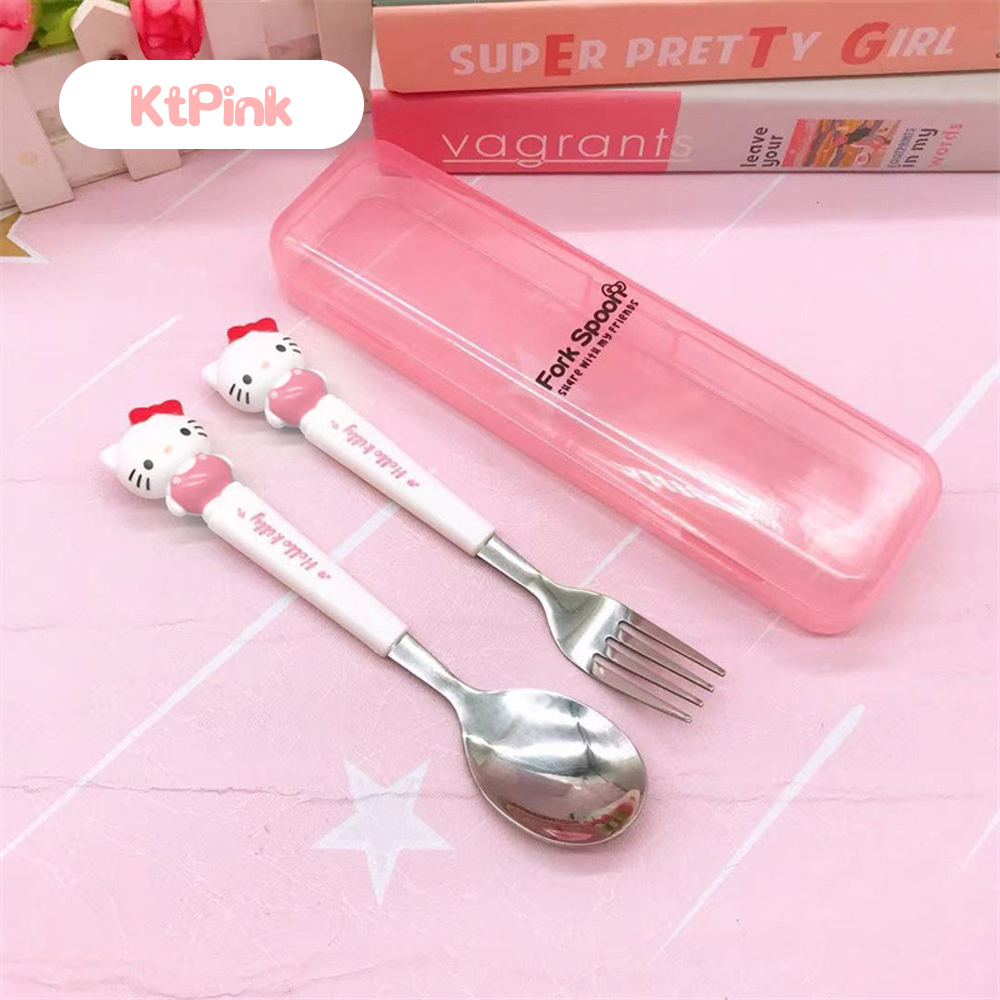 Mumystation Sendok Garpu Anak Set Kuromi Alat Makan Stainless Dengan Box