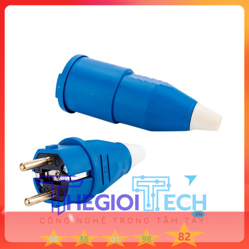 COMBO phích cắm điện hai chấu và ổ cắm điện 2 chấu 16A dạng hộp dùng cho máy phát điện - Phích cắm+ổ cắm-IP54.