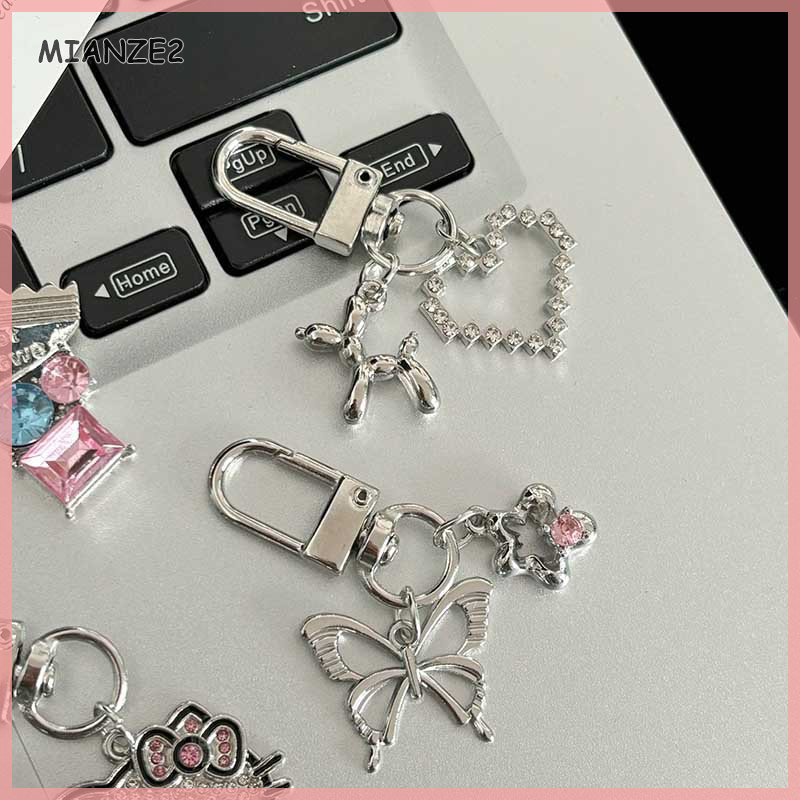 【MIANZE2】 Y2k Màu Bạc Kim Loại Bướm Keychain Ngọt Ngào Mát Cherry Keyring Cô Gái Thời Trang Túi Mặt Dây Chuyền Ba Lô Treo Trang Trí