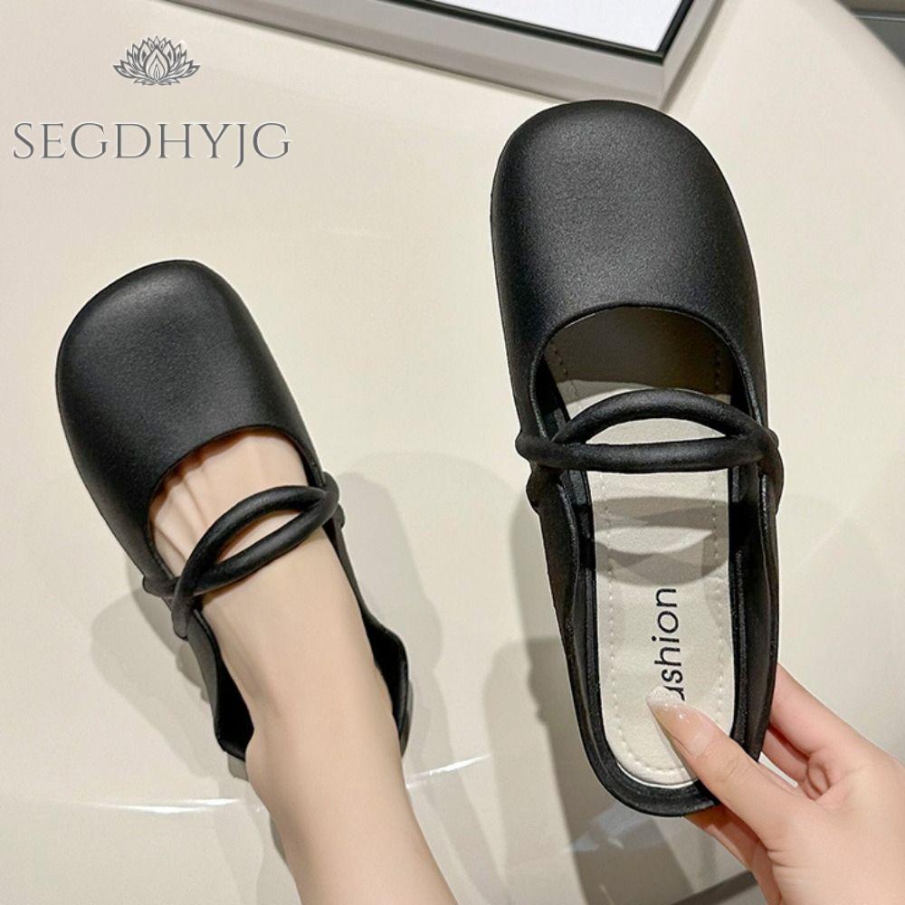 SEGDHYJG  Chống trượt Dép bệt nữ PVC Mũi Vuông Dép lê Thanh lịch Đế mềm Dép Da Pu Mùa hè