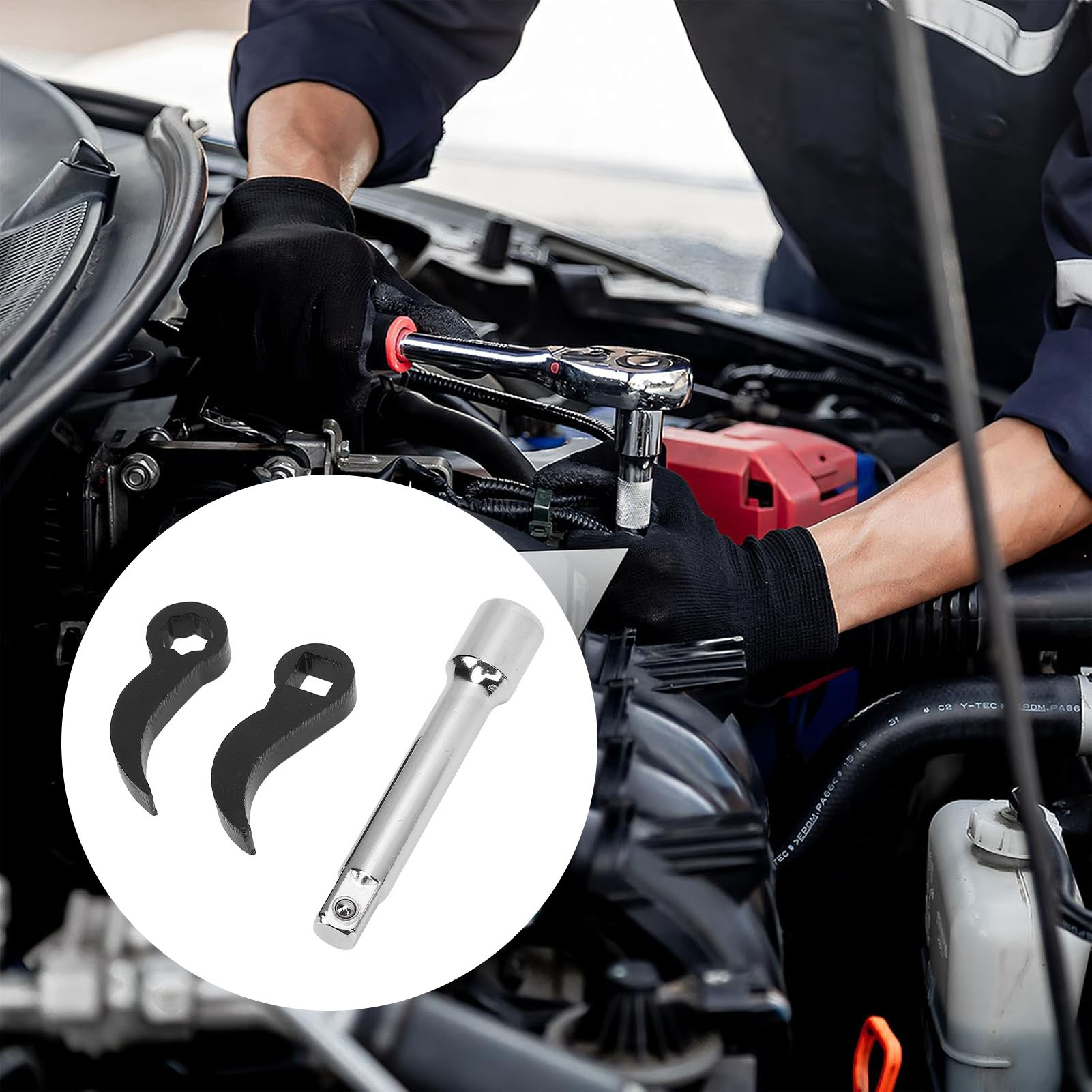 Wisoqu 3 cái Thanh cạy nắp bộ chuyển đổi cờ lê Bộ Thanh cạy nắp cờ lê Bộ chuyển đổi đầu nửa trục dụng cụ loại bỏ Ratchet Bộ chuyển đổi đầu 1/2in với thanh mở rộng cho không gian chật hẹp