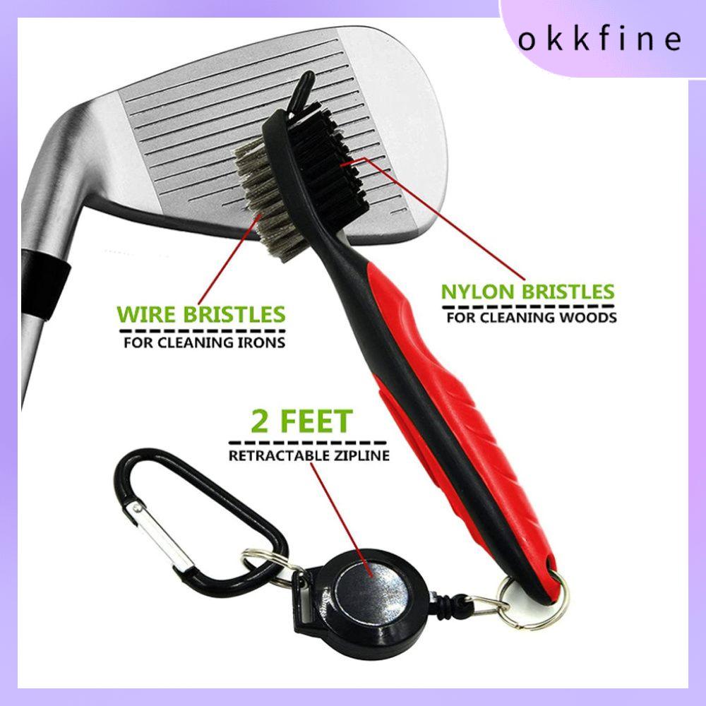 OKKFINE Có thể thu vào Irons Woods Golf Phụ Kiện Công Cụ làm sạch Clip Để Túi Câu Lạc Bộ Golf Bàn Chải Rãnh Cleaner