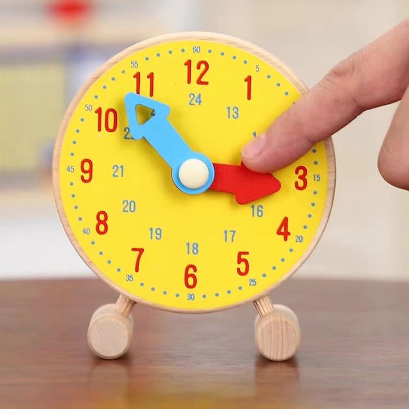 Montessori Wooden Clock Toys Hour Minute Second Cognition Colorful Clocks Toys for Kids Early Preschool Teaching Aids