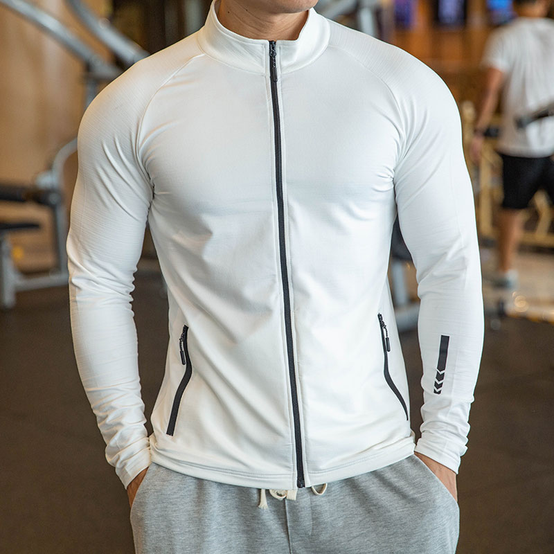 Đứng Cổ Áo Áo khoác chạy bộ tập luyện thể thao Đào Tạo có khóa kéo dài tay Thể Thao Nam Thường Ngày 
