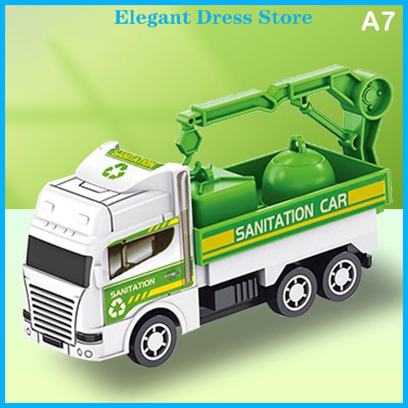 [K&P Elegant]👗👗 Trẻ em Đồ chơi xe hơi quán tính vệ sinh xe tải mô hình kéo trở lại kỹ thuật quân sự Xe chữa cháy động cơ bé trai đồ chơi cho trẻ em Quà tặng - 4