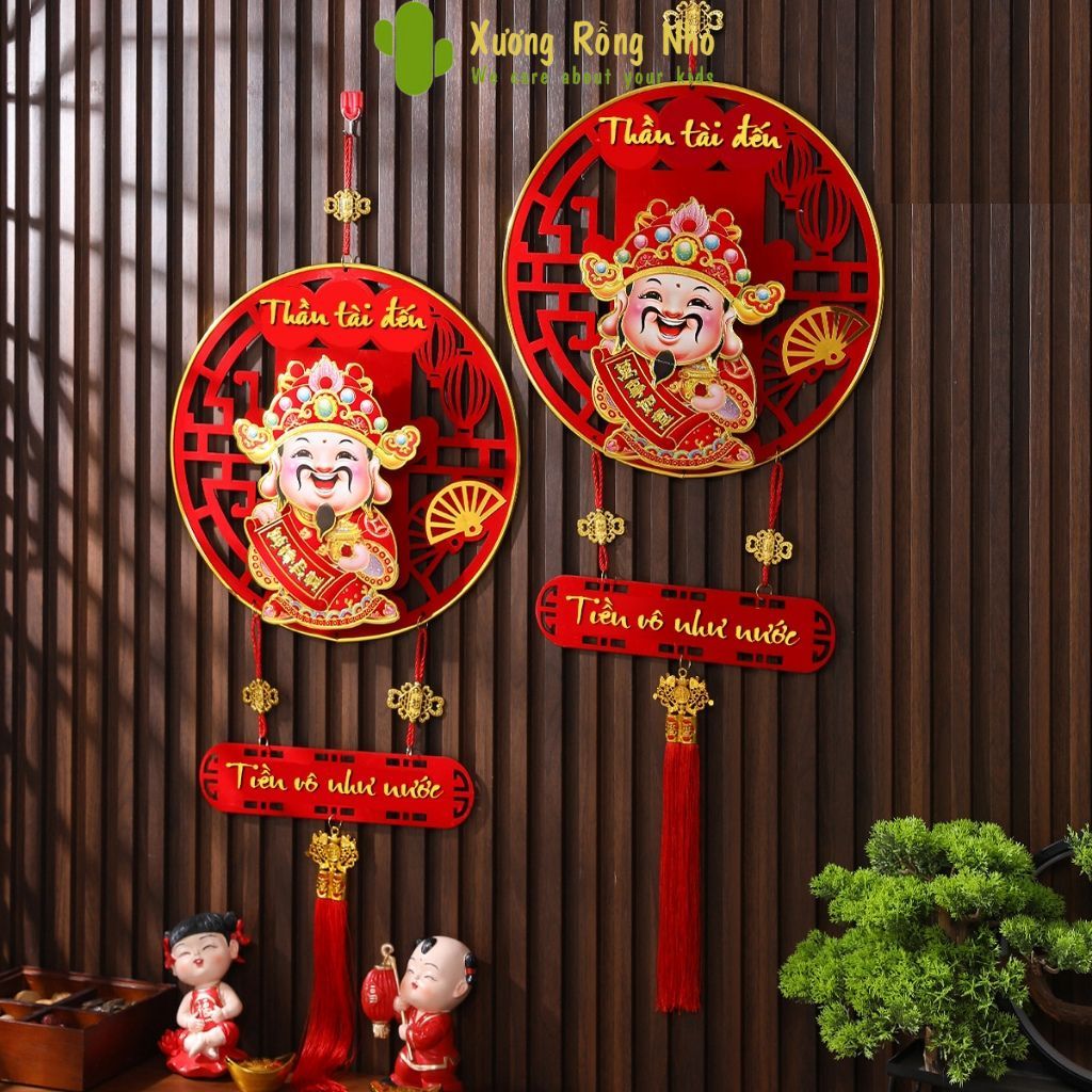 Dải treo thần tài lắc đầu gọi tài lộc đồ trang trí tết thần tài treo cửa may mắn tết 2025 tặng kèm móc treo