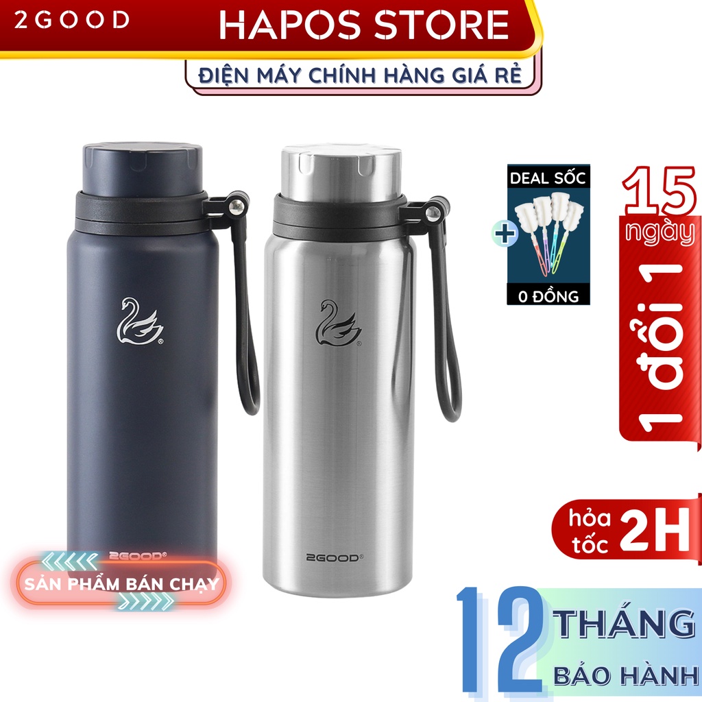Bình giữ nhiệt inox 650ml - 950ml giữ nóng từ 8-10h, giữ lạnh từ 16-24h và không đổ mồ hôi 2good wide mouth x7 - hapos