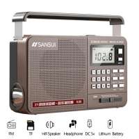Original SANSUI FM/AM/SW Full Band Radio Bluetooth Digital Retro Radio Hifi Portable U-Disk USB/TF/Mp3 Music Player Speaker Bass LED Flashlight
