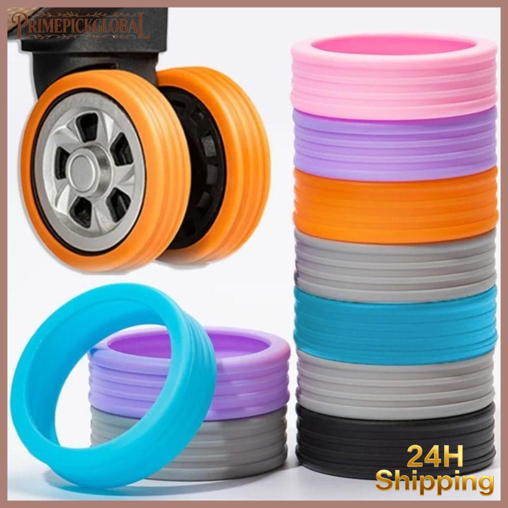 PRIMEPICKGLOBAL 4/8PCS/Set Trục phụ tùng Vali Bảo vệ bánh xe hành lý Silicone Với âm thanh im lặng Vỏ bảo vệ bánh xe Vali Phổ thông Phụ kiện bọc bảo vệ bánh xe tiếng ồn Giày Bánh Xe hành lý du lịch Phụ kiện hành lý