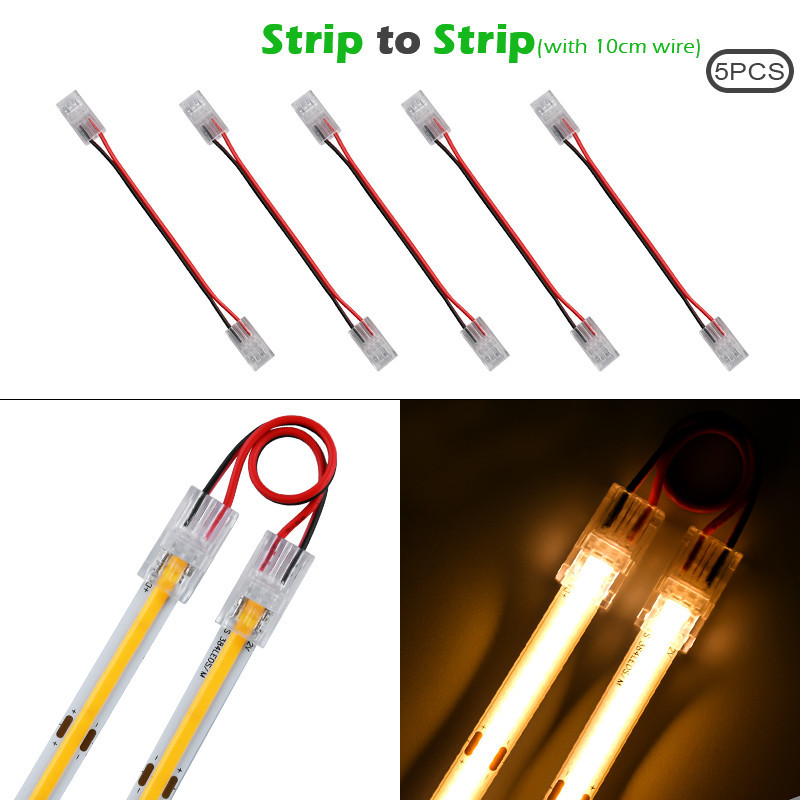 5pcs 8mm 10mm 2pin COB LED Strip Connector Tape Lights L Shape LED Corner Connectors for SMD COB 5050 2835 FCOB Strip Light Fixed Clamps Clips COB Connector
