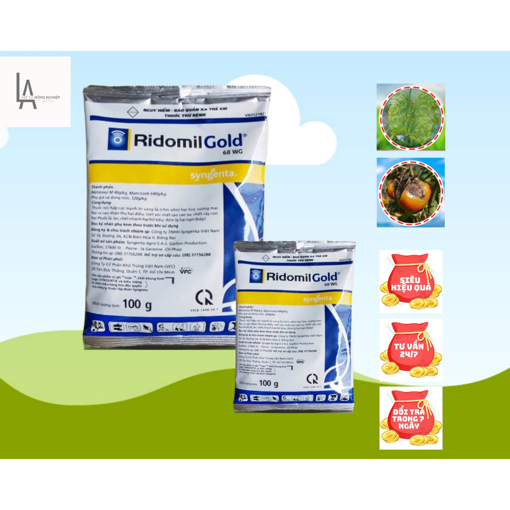 Thuốc trừ nấm bệnh cho cây trồng ridomil gold 68wp