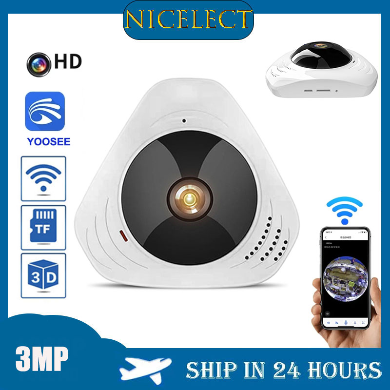 Nicelect 3mp 1296p yoosee ứng dụng 360 độ nhìn toàn cảnh vr ip camera quan sát ban đêm ir cảm biến chuyển động máy giám sát trẻ cctv