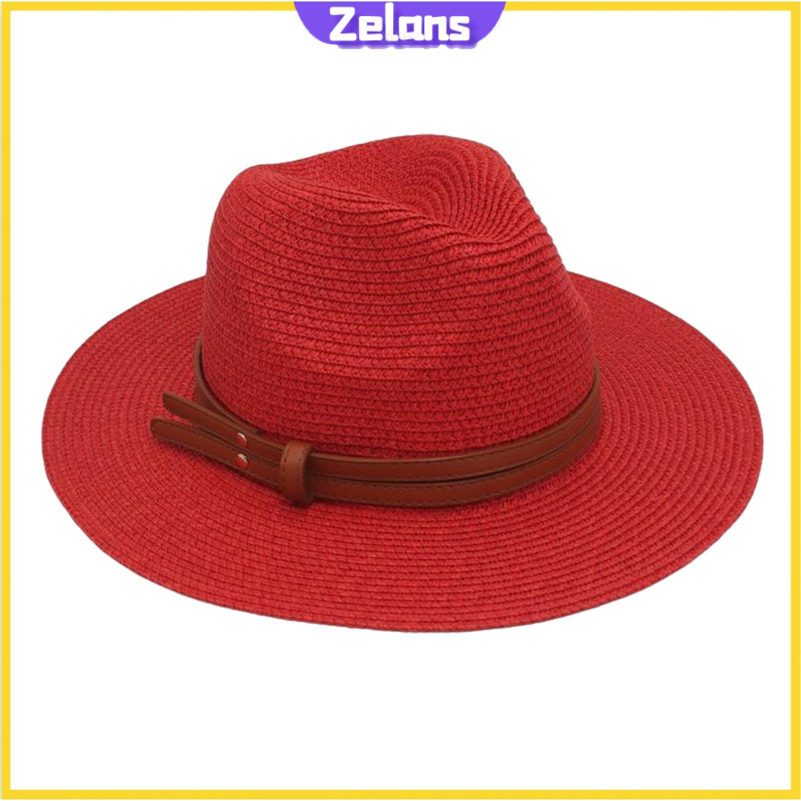 Zelans Sun Hat Upf 50 Sun Protection Hat Women’s Wide Brim Straw Hat with Faux Leather Belt – Adjustable Foldable Summer Beach Hat for Uv Protection Jazz Style Perfect for Asia Outdoors