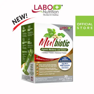 LABO Nutrition Mulbiotic 30s. Organic Mulberry Leaf Extract + LactoSpore Probiotic & Fenumannan Prebiotic