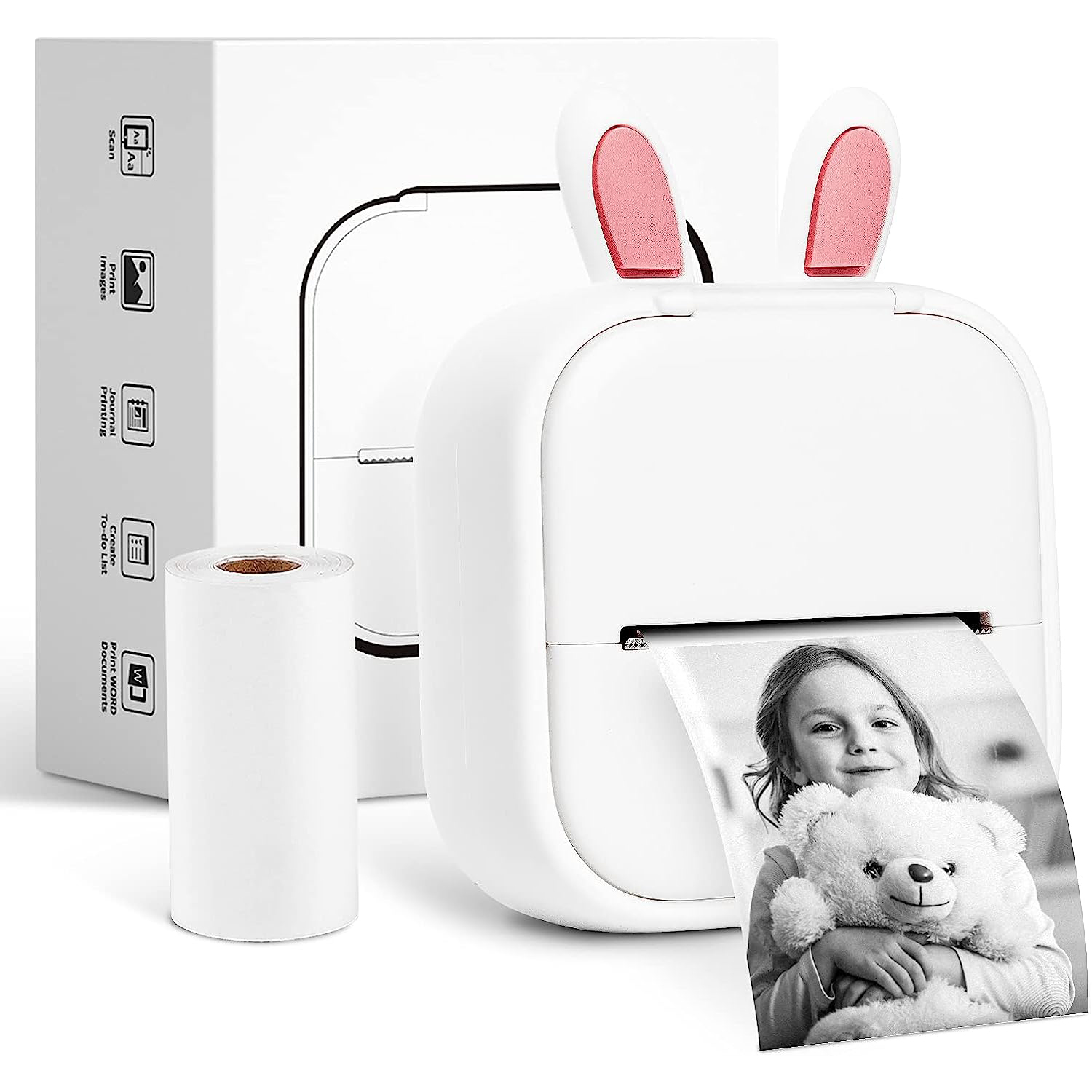 Mini Portable Sticker Printer - Phomemo T02 Pocket Printer with Roll Paper,  Bluetooth Photo Picture Printer for Children Birthday, Compatible with  Phone & Tablet
