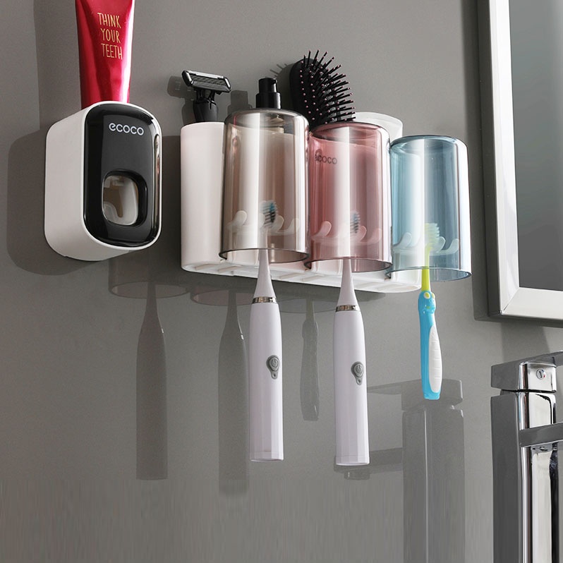 Kệ để bàn chải kem đánh răng , kem đánh răng tự động ecoco không khoan tường