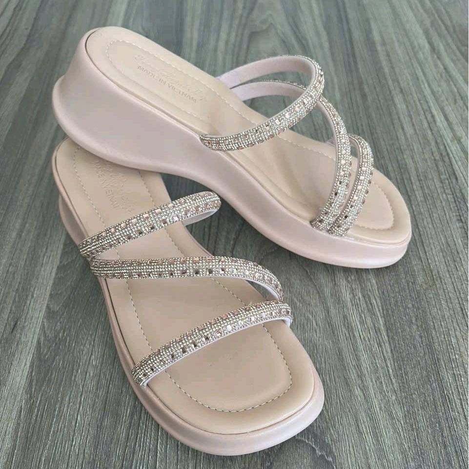 Dép nữ cao gót - đế cao 4F -( MS 20 ) - quai dây xoàn DéP Shoes GiàY Shoes GiàY Nhung Cao Su - 2