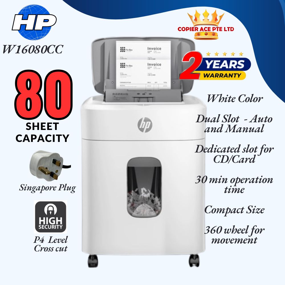 HP 60/100 Sheet Automatic Paper/CD/Card Shredder P4 Dual Slot 2 years warranty (16060/80)