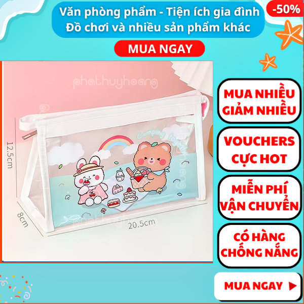 ( Nam/Nữ ) hộp bút trong suốt cute, túi Đựng Bút Trong Suốt Họa Tiết Dễ Thương, hộp bút cute trong s