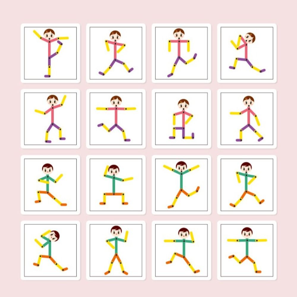 Hezhi57 Montessori que diêm người đàn ông thẻ đồ chơi phù hợp với pose thẻ