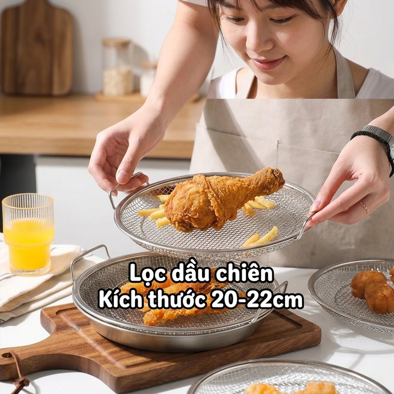 JACIRCLE vỉ lọc dầu inox 201 khay ráo dầu chống gỉ thoát mỡ khay nướng nồi chiên dùng bếp gia đình