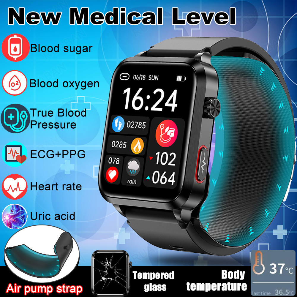 2024 New Smart Watch Airbag health watch medical grade air Pump ECG True Accurately Blood Pressure Uric Acid Blood Lipids watch ราคา 3,916 บาท*ส่งฟรี