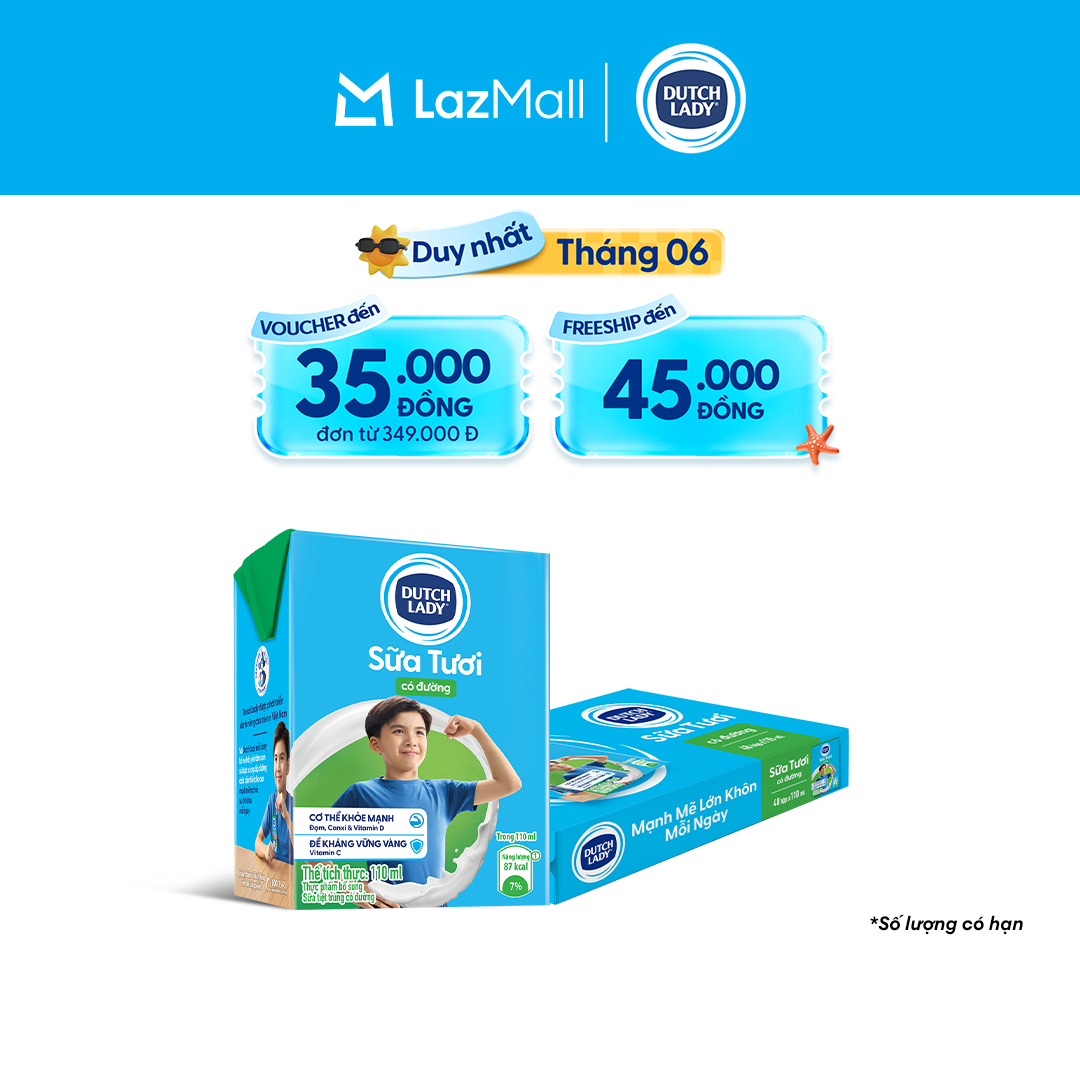 Thùng 48 Hộp Sữa Tươi Tiệt Trùng Dutch Lady Cô Gái Hà Lan Có Đường 110ml (48x110ml)