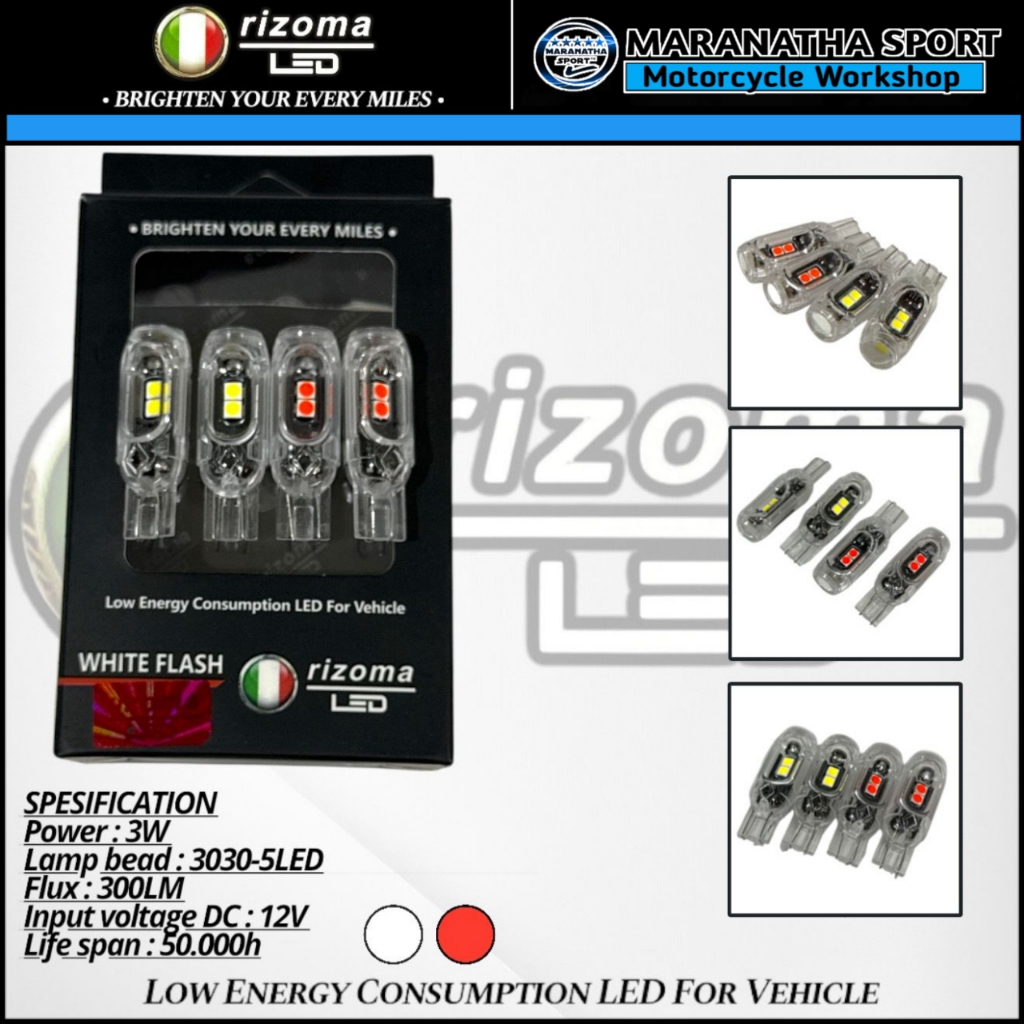 Led Turn Signal T10 Flash 2Pcs White Red 12V 3W Harga 27,000 rupiah*Gratis Ongkir
