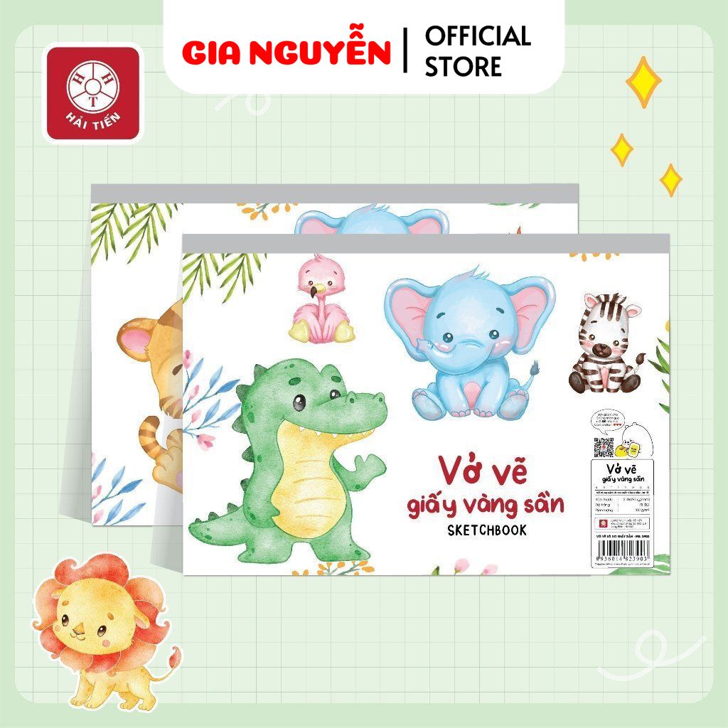 Gia Nguyễn -  HẢI TIẾN Vở vẽ A4 Giấy Vàng Sần - Bắt màu tốt (Lốc 5 cuốn 10 cuốn)