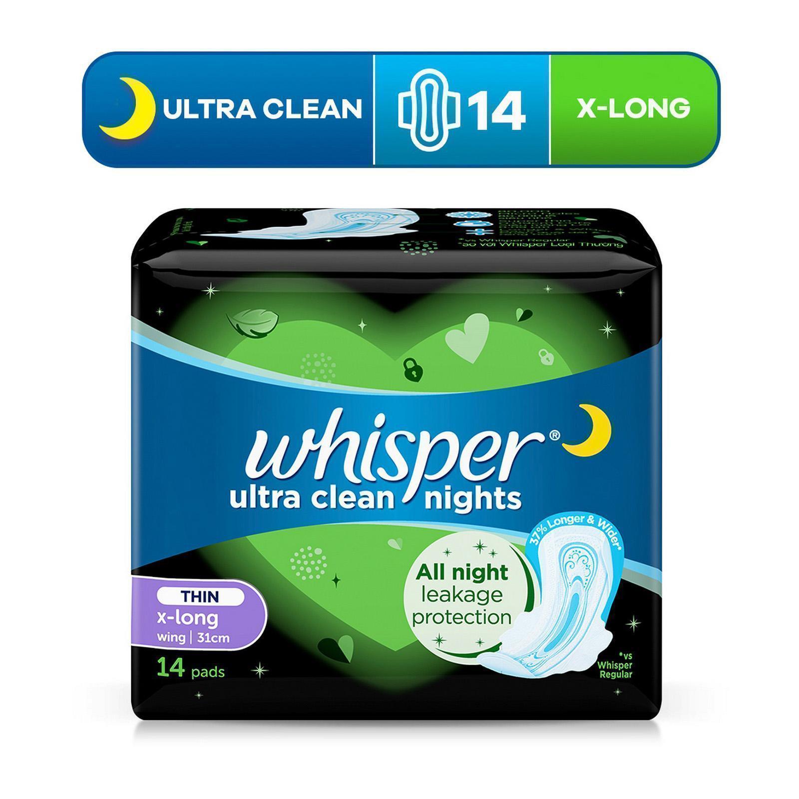 Buy Whisper Ultra Clean Sanitary Pads for Women, 50 thin Pads, XL+, Hygiene &  Comfort, Soft Wings, Dry top sheet, Suitable for Heavy flow, Odour free, 31.7 cm  Long