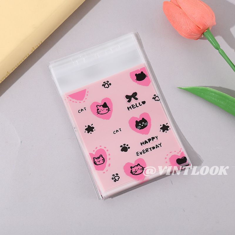 VINTLOOK Cute Cat Design Self-Adhesive OPP Bags for Everyday Use ราคา 12 บาท*ส่งฟรี