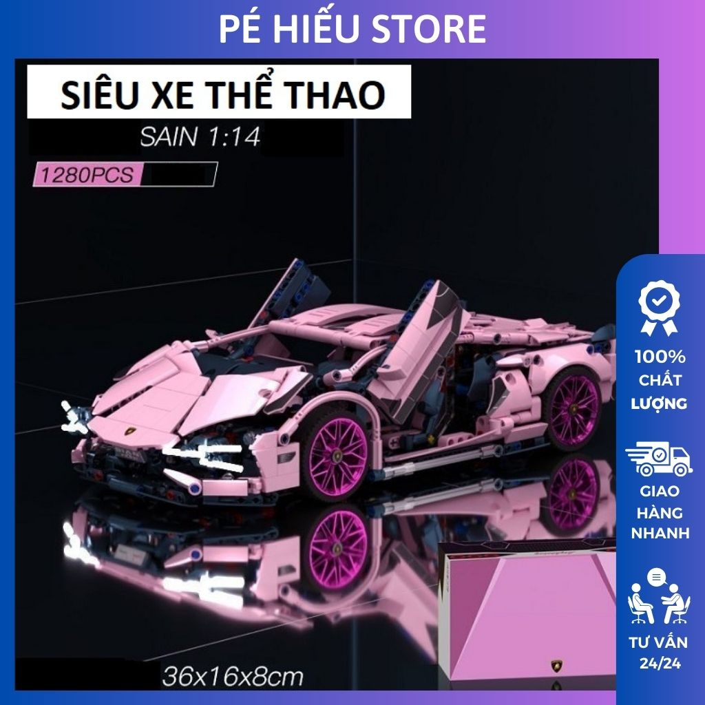 Đồ chơi lego siêu xe nhựa abs an toàn dành cho trẻ em màu hồng dễ thương 1280 con
